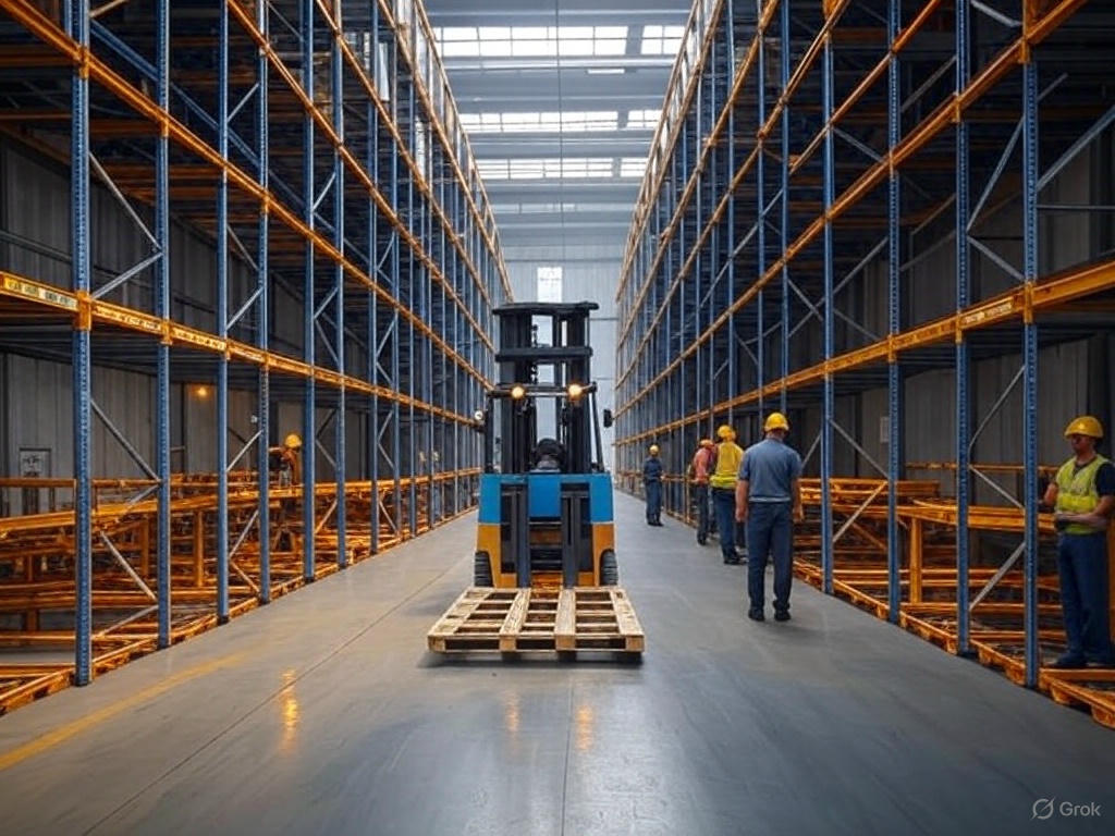 Double-Deep Pallet Rack Warehouse System