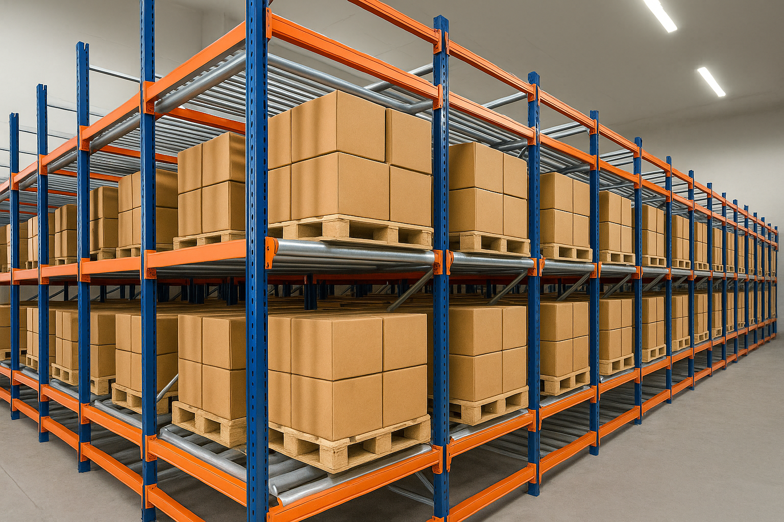 Warehouse with well-organized pallet racking