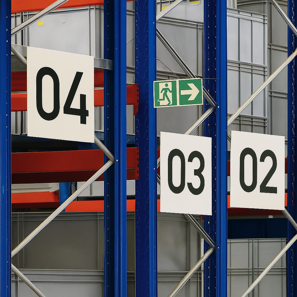 Large Aisle Markers for warehouse navigation