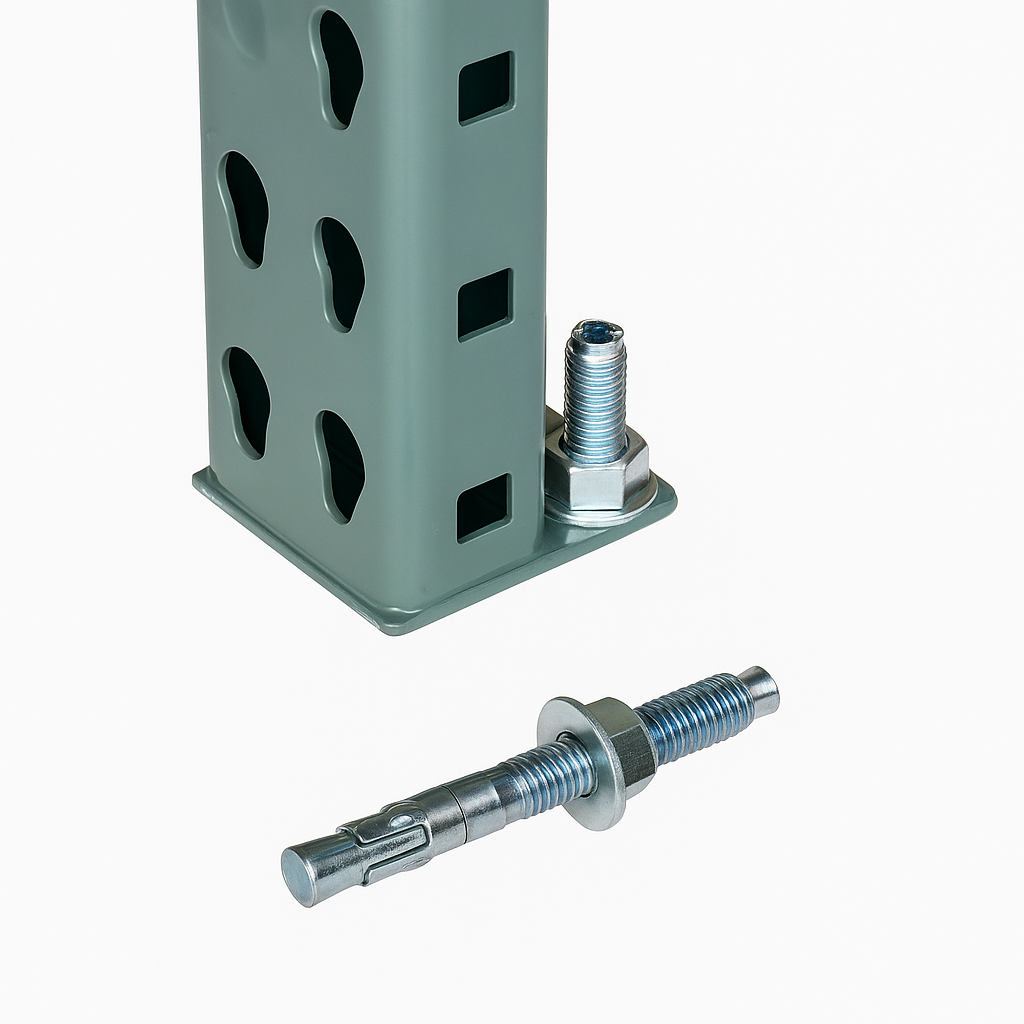 Seismic Anchors securing a rack to the floor